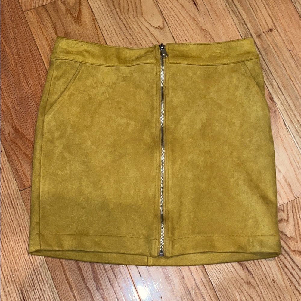 Mustard Yellow Seude Women's Skirt